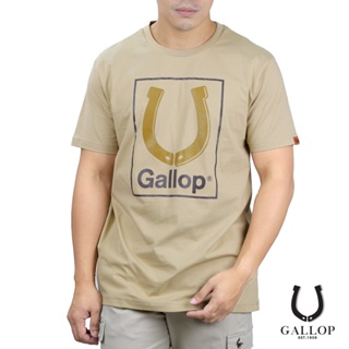 GALLOP : เสื้อยืดคอกลมพิมพ์ลาย BASIC -T-SHIRT (Round-necked) GT9059 - สี Khaki