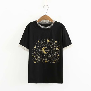 【Hot】Plus Size Womens Black Tshirts Short Sleeve XL-4XL Printed Summer Tops Oversized Slim Tee UOf1