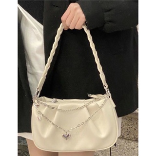 Niche Design Bag Womens Pleated Cloud Square Handbag Simple All-match Small Fresh Style Zipper Chain Underarm Bag