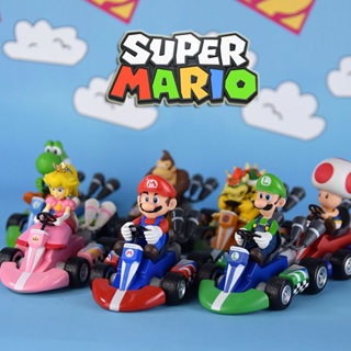 ฟิกเกอร์ Super Mario Bros Kart Pull Back Cars Luigi Yoshi Toad Princess Peach Donkey Kong ของเล่นสําหรับเด็ก 10 ชิ้น ต่อล็อต