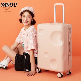 YADOU กระเป๋าเดินทางเด็กสุทธิสีแดงชีสสไตล์ผู้หญิงคันดึงสดขนาดเล็กเพื่อเดินทาง