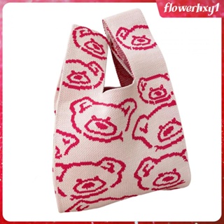 [Flowerhxy1] กระเป๋าถือ กระเป๋าช้อปปิ้งลําลอง ผ้าถัก น้ําหนักเบา แฟชั่นสําหรับผู้หญิง