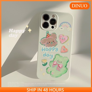 เคสโทรศัพท์มือถือ ปักลายการ์ตูนหมีสีเขียว สําหรับ iphone14promax 13 12 pro promax 11-DINUO