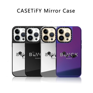 Casetify X BLVCK เคสโทรศัพท์มือถือแบบกระจกแข็ง ลายดอกกุหลาบ พร้อมกล่องแกะสลักโลโก้ด้านข้าง สําหรับ IPhone 12 13 14 Pro Max
