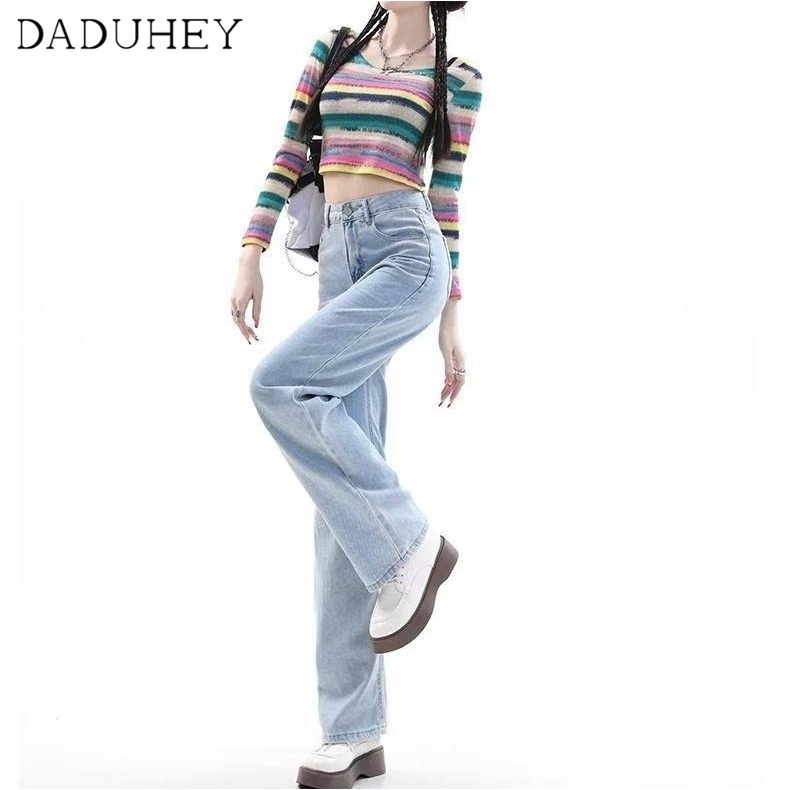 daduhey-light-blue-wide-leg-jeans-womens-korean-style-loose-high-waist-casual-mopping-pants