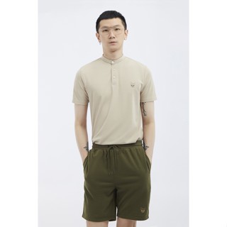 ESP เสื้อโปโลคอจีนเฟรนช์ชี่ ผู้ชาย สีเบจ | Stand Collar Frenchie Polo Shirt | 3785