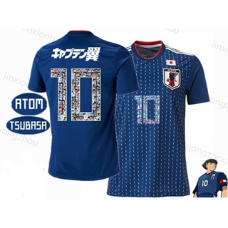 กัปตัน คุณภาพสูง #เสื้อกีฬาแขนสั้น ลายทีมชาติฟุตบอล 10 World Cup ชุดเยือนญี่ปุ่น