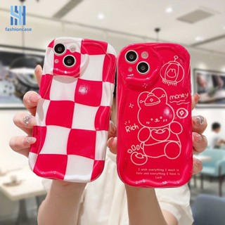 เคสโทรศัพท์มือถือ ขอบโค้ง ลายการ์ตูนกระต่าย 3D สีแดงแวววาว สําหรับ IPhone XR 11 12 13 14 PRO MAX 6 7 6S 8 14 Plus X XS MAX 11 12 13 Se 2020 6SPlus 7Plus 6Plus 8Plus 14Plus XSMAX