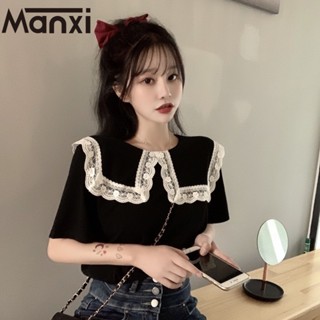 Manxi เสื้อเชิ้ตผู้หญิง เสื้อสาวอวบ สะดวกสบาย  มีความรู้สึกของการออกแบบ	A95K00Q