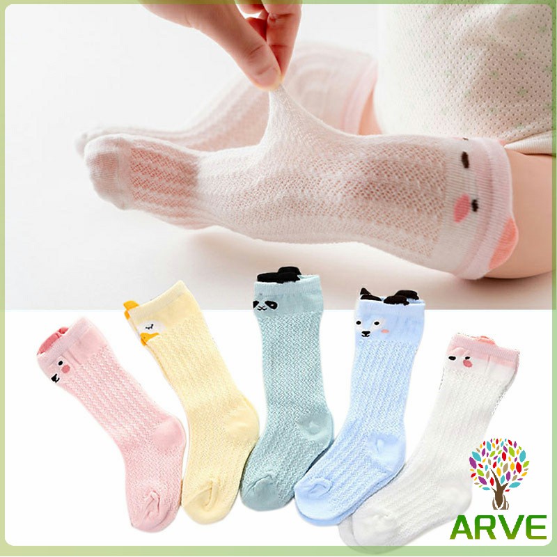 arve-ถุงเท้ายาว-ระบายอากาศได้ดี-สำหรับเด็ก-ดีไซน์ลายการ์ตูนน่ารัก-baby-socks