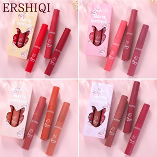 Ershiqi ลิปสติก ลิปกลอส เนื้อแมตต์ ไม่จางหาย กันน้ํา 3 ชิ้น ต่อชุด