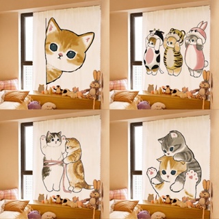 หลายตัวเลือก! Instagram ญี่ปุ่นและเกาหลีใต้ น่ารัก รักษา แมว ผ้าม่าน ฉากกั้นห้องครัว ผ้าม่านสั้น ห้องนอน เบา ฟรีเจาะ ผ้าม่านมีกาวในตัว