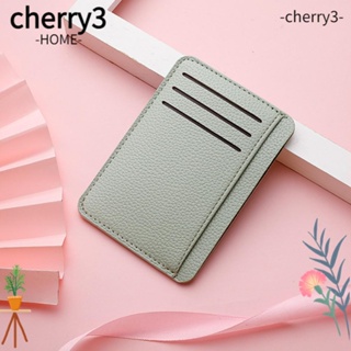 Cherry3 กระเป๋าใส่บัตรเครดิต หนัง PU น้ําหนักเบา บางพิเศษ แบบพกพา 6 ช่อง สีพื้น สําหรับผู้ชาย