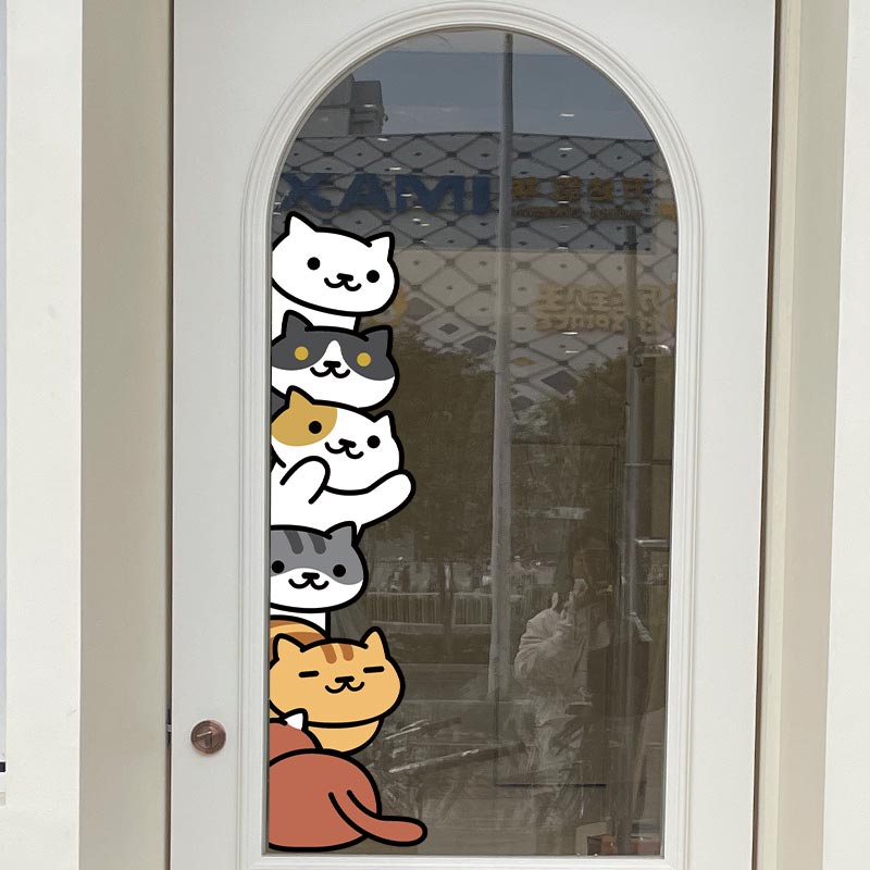 pet-shop-สติกเกอร์-pvc-ลายการ์ตูนแมว-กันน้ํา-สําหรับติดตกแต่งกระจก-ประตู-หน้าต่าง