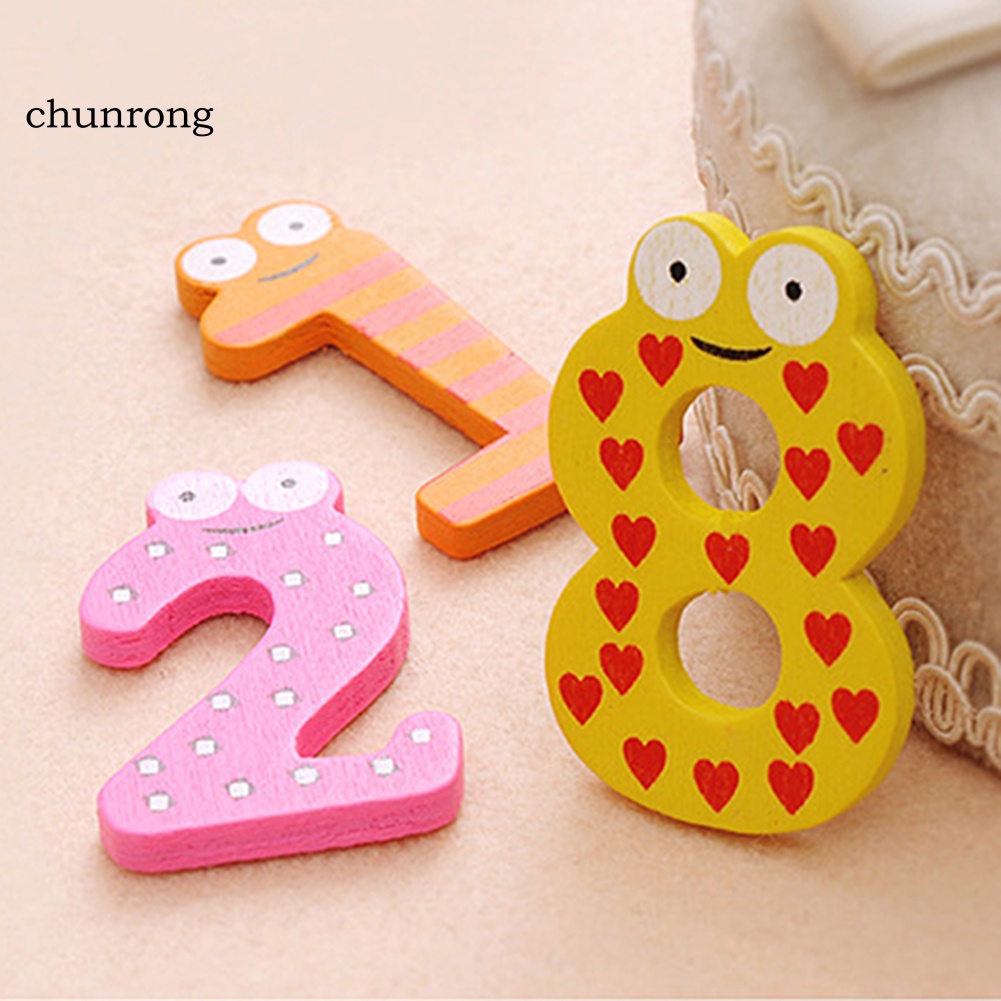 chunrong-ชุดแม่เหล็กติดตู้เย็นไม้-ตัวเลข-0-9-น่ารัก-หลากสี-ของเล่นเสริมการเรียนรู้เด็ก-10-ชิ้น