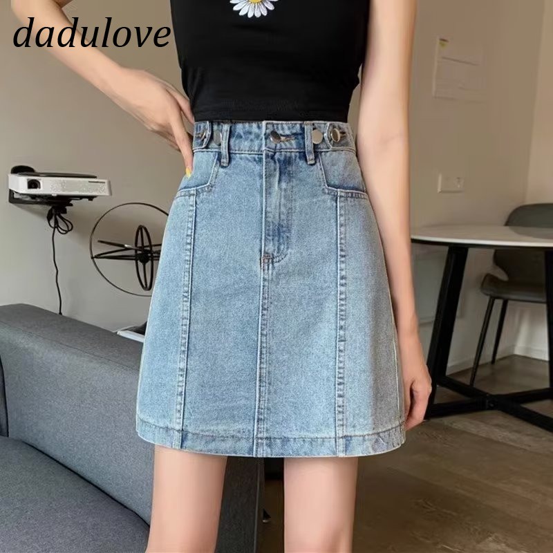 dadulove-new-american-style-ins-high-street-stitching-denim-skirt-niche-high-waist-a-line-skirt-package-hip-skirt