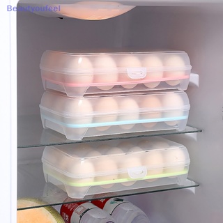 [Beautyoufeel] กล่องลิ้นชักเก็บไข่ PP 15 ช่อง พร้อมฝาปิด สําหรับตู้เย็น