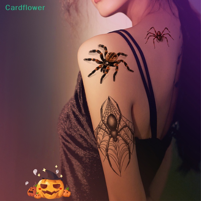 lt-cardflower-gt-สติกเกอร์รอยสักชั่วคราว-ลายแมงมุม-และแผลเป็น-กันน้ํา-2-แผ่น