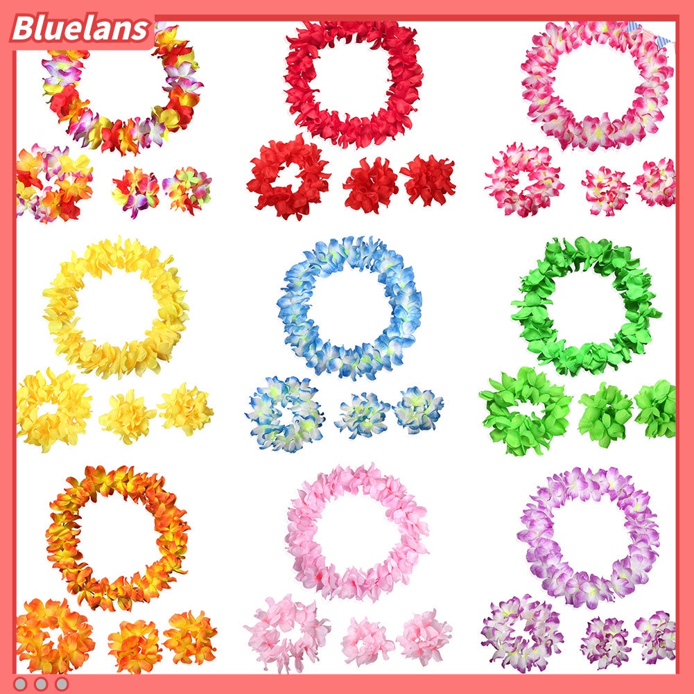 bluelans-พวงมาลัยดอกไม้ฮาวาย-4-ชิ้น-ชุด-สําหรับตกแต่งคอ