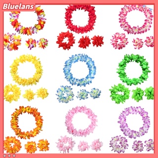 【 Bluelans 】พวงมาลัยดอกไม้ฮาวาย 4 ชิ้น/ชุด สําหรับตกแต่งคอ