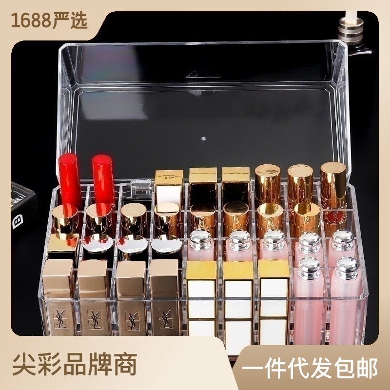 hot-sale-transparent-acrylic-lip-glaze-finishing-lipstick-rack-lipstick-storage-box-with-flip-dustproof-desktop-cosmetics-storage-box-8cc