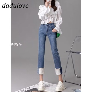 DaDulove💕 New American Ins High Street Stitching Jeans Niche High Waist Straight Pants Large Size Trousers