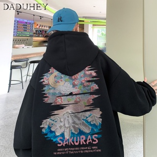 DaDuHey🔥 Mens 2023 Autumn Fashion Brand Oversize Fashionable All-Match Printed Hooded Top Hong Kong Style Fashionable Long-Sleeved Hooded Sweater