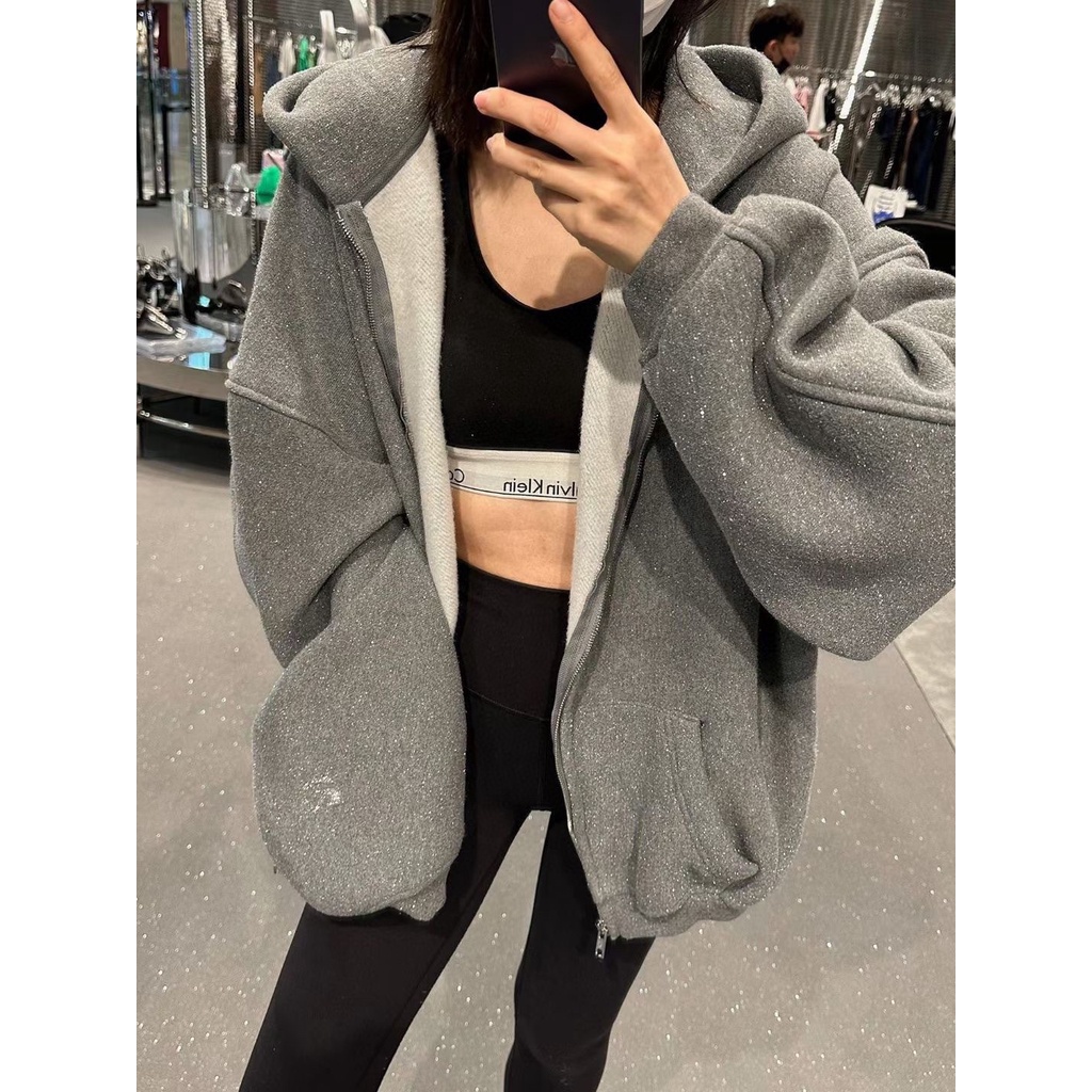omej-alexa-r-w-g-aw-2023-autumn-and-winter-new-fine-glitter-plus-velvet-sweater-zipper-coat-hooded-womens-casual-fashion-all-match-loose-personality