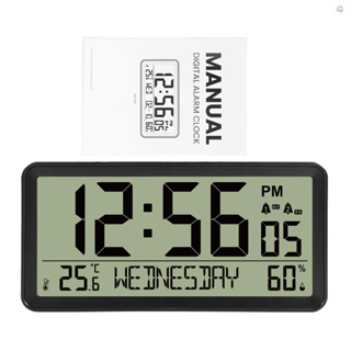 {fash} นาฬิกาปลุกดิจิทัล LCD ขนาดเล็ก ใช้แบตเตอรี่ พร้อมไฟแบ็คไลท์ บอกวันที่ อุณหภูมิในร่ม สําหรับบ้าน ห้องนอน โต๊ะข้างเตียง