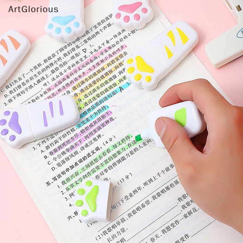 ปากกามาร์กเกอร์-เรืองแสง-ลายอุ้งเท้าแมว-แบบสร้างสรรค์-สไตล์เกาหลี-สําหรับสํานักงาน-จํานวน-1-ชิ้น