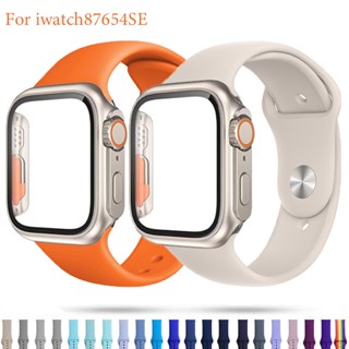 เคสอัลตร้า พร้อมสายคล้อง สําหรับ Apple Watch Band 44 มม. 45 มม. iWatch 40 มม. 41 มม. สายนาฬิกาซิลิโคน Correa Apple Watch Serie 8 7 5 6 se