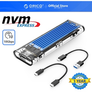 ORICO กล่องฮาร์ดดิสก์แบบใส  สำหรับ M2 SSD NVME SSD Enclosure M.2 เป็น USB Type C for NVME PCIE NGFF SATA M/B Key SSD Disk（TCM2M）