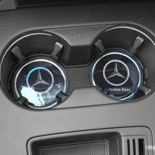 ที่รองแก้วน้ําเลเซอร์ซิลิโคน สะท้อนแสง สีสันสดใส สําหรับรถยนต์ Mercedes Benz