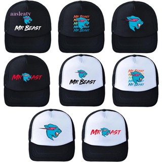 Aasleaty หมวกเบสบอล ลายการ์ตูน Mr Beast สีดํา และสีขาว