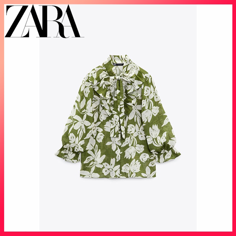 zara-ใหม่-เสื้อเชิ้ต-พิมพ์ลายดอกไม้-สไตล์วันหยุด-สําหรับผู้หญิง