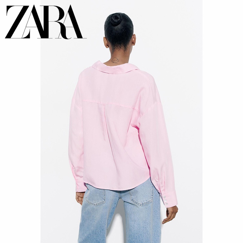 zara-ใหม่-เสื้อเชิ้ตแขนยาว-คอปก-ตัวสั้น-สําหรับผู้หญิง