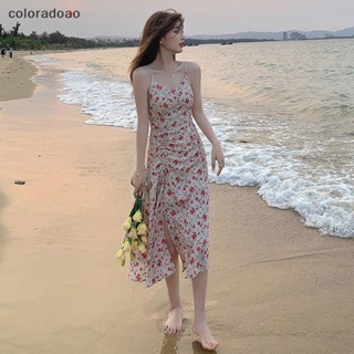 Crd ชุดเดรสคอวี พิมพ์ลายดอกไม้ เหมาะกับเดินชายหาด แฟชั่นฤดูร้อน สําหรับผู้หญิง ZXH
