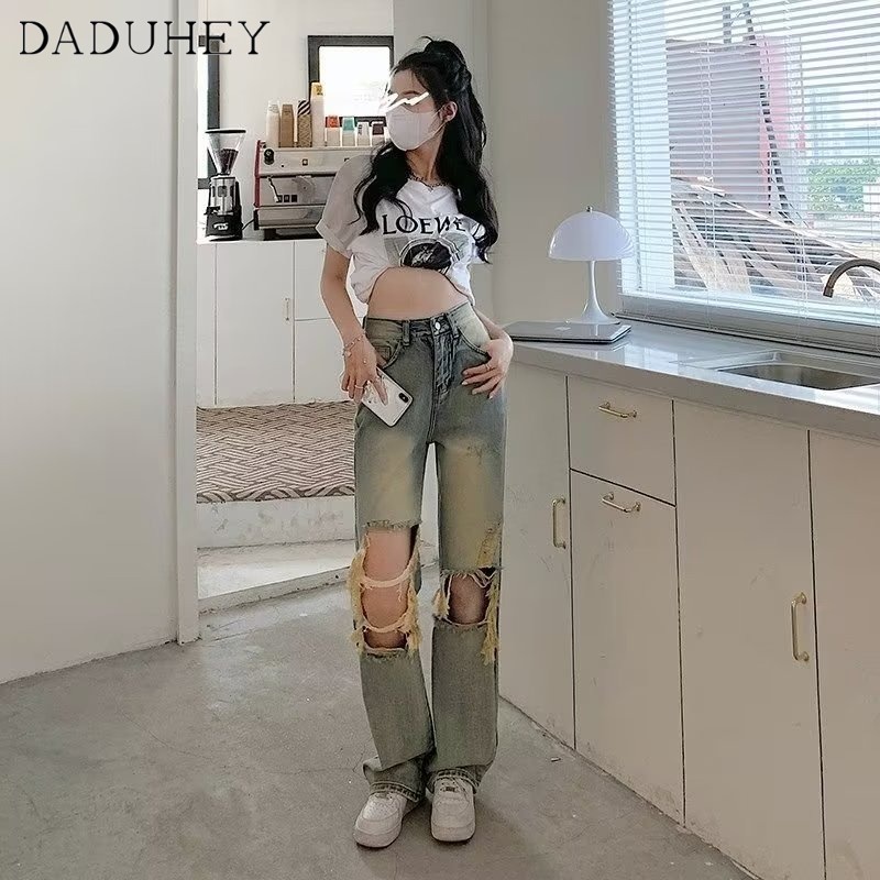 daduhey-women-american-style-high-street-hiphop-loose-slim-and-wide-leg-korean-style-high-waist-ripped-jeans
