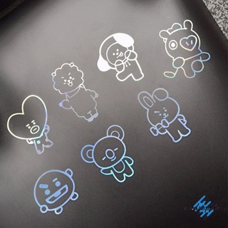 สติกเกอร์เลเซอร์ ลายศิลปินเกาหลี ศิลปินเกาหลี BTS BT21 สีสันสดใส สําหรับโทรศัพท์มือถือ