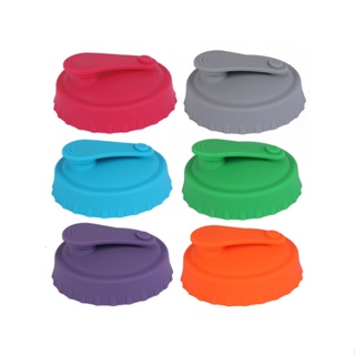 6pcs Reusable Silicone Beer Juice Beverage Leakproof Food Grade Standard Size Various Colors Sealer Cap Can Lids