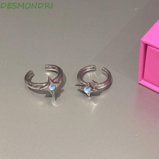 Desmondri ผู้หญิง แหวนเปิด อินเทรนด์ เรขาคณิต สําหรับเด็กผู้หญิง ดาว ไม่สม่ําเสมอ ย้อนยุค มูนสโตน แหวน สไตล์เกาหลี