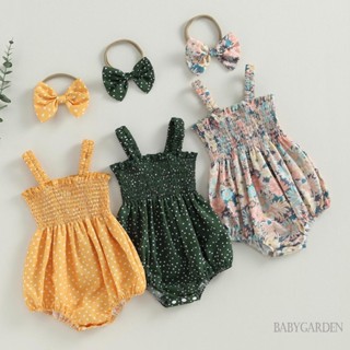 Babygarden-0-18 เดือน ชุดรอมเปอร์ แขนกุด แต่งระบาย พร้อมที่คาดผม แฟชั่นฤดูร้อน สําหรับเด็กผู้หญิง