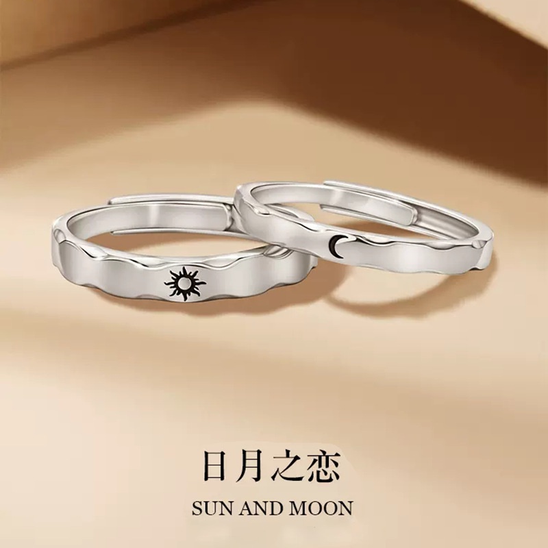 แหวนคู่รัก-รูปดวงอาทิตย์-ดวงจันทร์-แบบเปิด-ปรับได้-ของขวัญที่ระลึก-เรียบง่าย-สําหรับผู้ชาย-และผู้หญิง