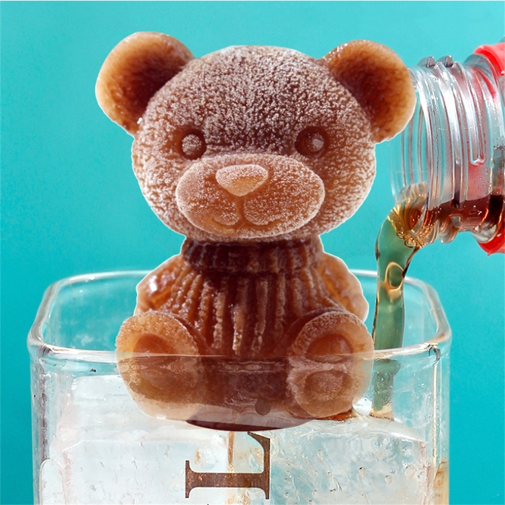 พร้อมส่ง-แม่พิมพ์ซิลิโคน-รูปตุ๊กตาหมี-3d-สําหรับทําน้ําแข็ง-เค้ก-กาแฟ-ชานม-diy