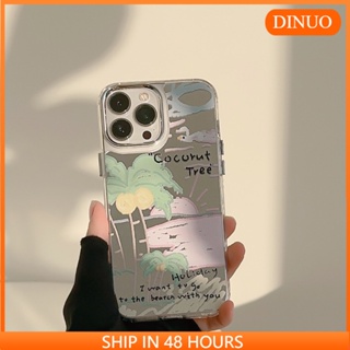 เคสโทรศัพท์มือถือ แบบกระจกชุบ ลายพระอาทิตย์ตก DINUO สําหรับ iphone14promax 13 12 pro promax 11