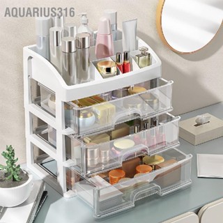  Aquarius316 เดสก์ท็อปออแกไนเซอร์ 3 ลิ้นชักโต๊ะพลาสติกใสที่เก็บของสำหรับสำนักงานเครื่องเขียนแต่งหน้าออแกไนเซอร์ห้องน้ำสีขาว