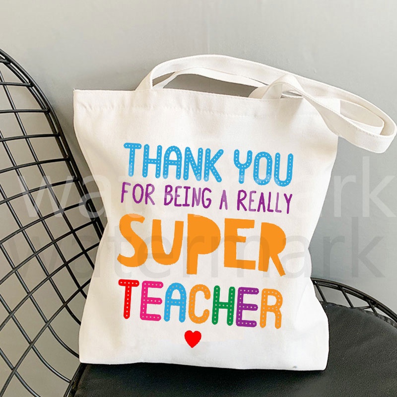 ถุงช้อปปิ้ง-ทรงโท้ท-ลาย-thank-you-for-being-a-really-super-teacher-เหมาะกับของขวัญ-สําหรับคุณครู-fxsg