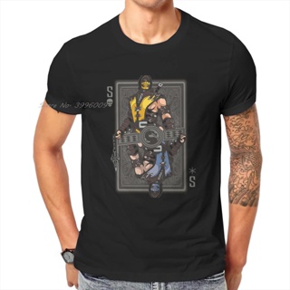 มีความสุข เสื้อยืดผ้าฝ้ายพิมพ์ลายขายดี เสื้อยืดผ้าฝ้าย แขนสั้น พิมพ์ลาย Mortal Kombat Video Game Scorpion vs Sub Zero สไ