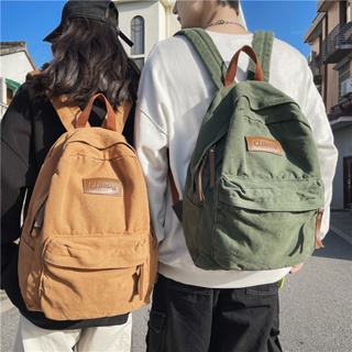 กระเป๋านักเรียน ผ้าแคนวาส ขนาดใหญ่ จุของได้เยอะ แบบเรียบง่าย สไตล์ญี่ปุ่น สําหรับผู้หญิง