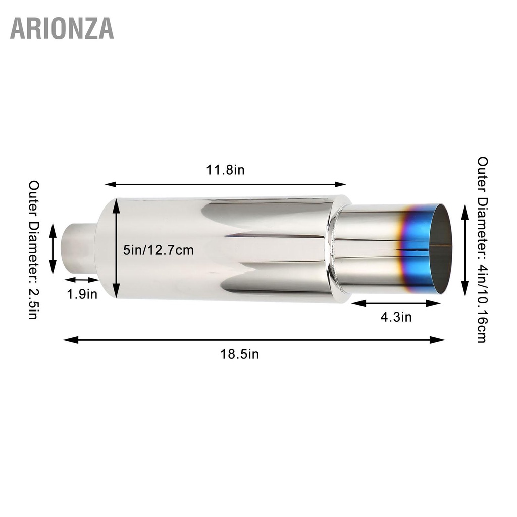 arionza-ท่อไอเสียท่อไอเสียดูดซับเสียงสแตนเลส-2-5in-inlet-4in-outlet-ปลายท่อปลายท่อไอเสียด้านหลัง